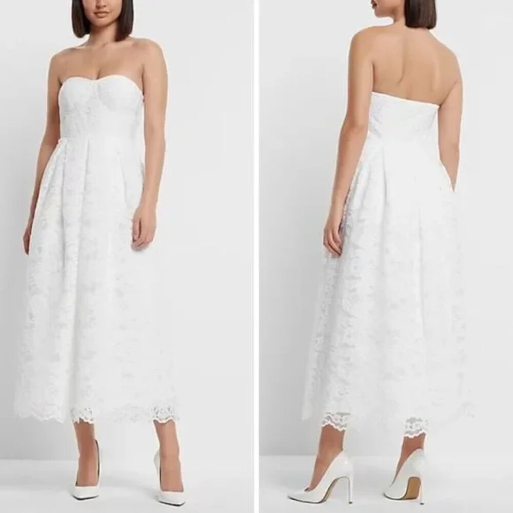 NWT Express Bridal Lace Strapless Sweetheart Dress Size 4